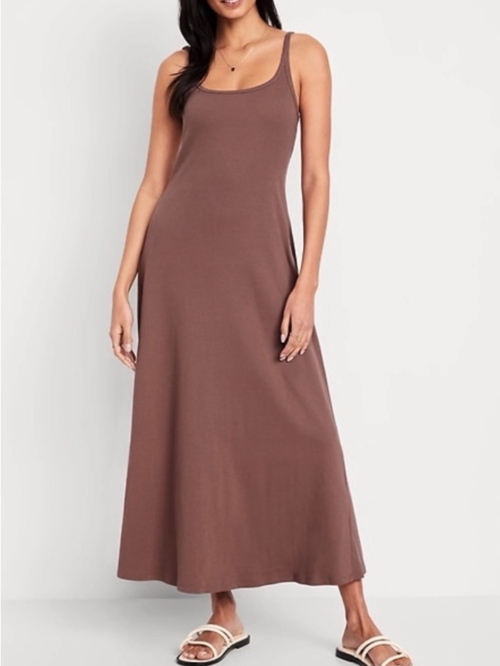 Old Navy Brown Maxi Scoop Neck Tank Dress